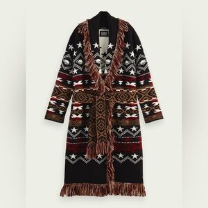 NWT: SCOTCH & SODA Jacquard Woven Fringed Cardigan - US Small ALANUI INSPIRED